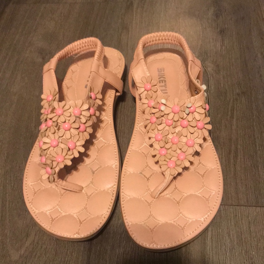 Pink Floral Sandals 9